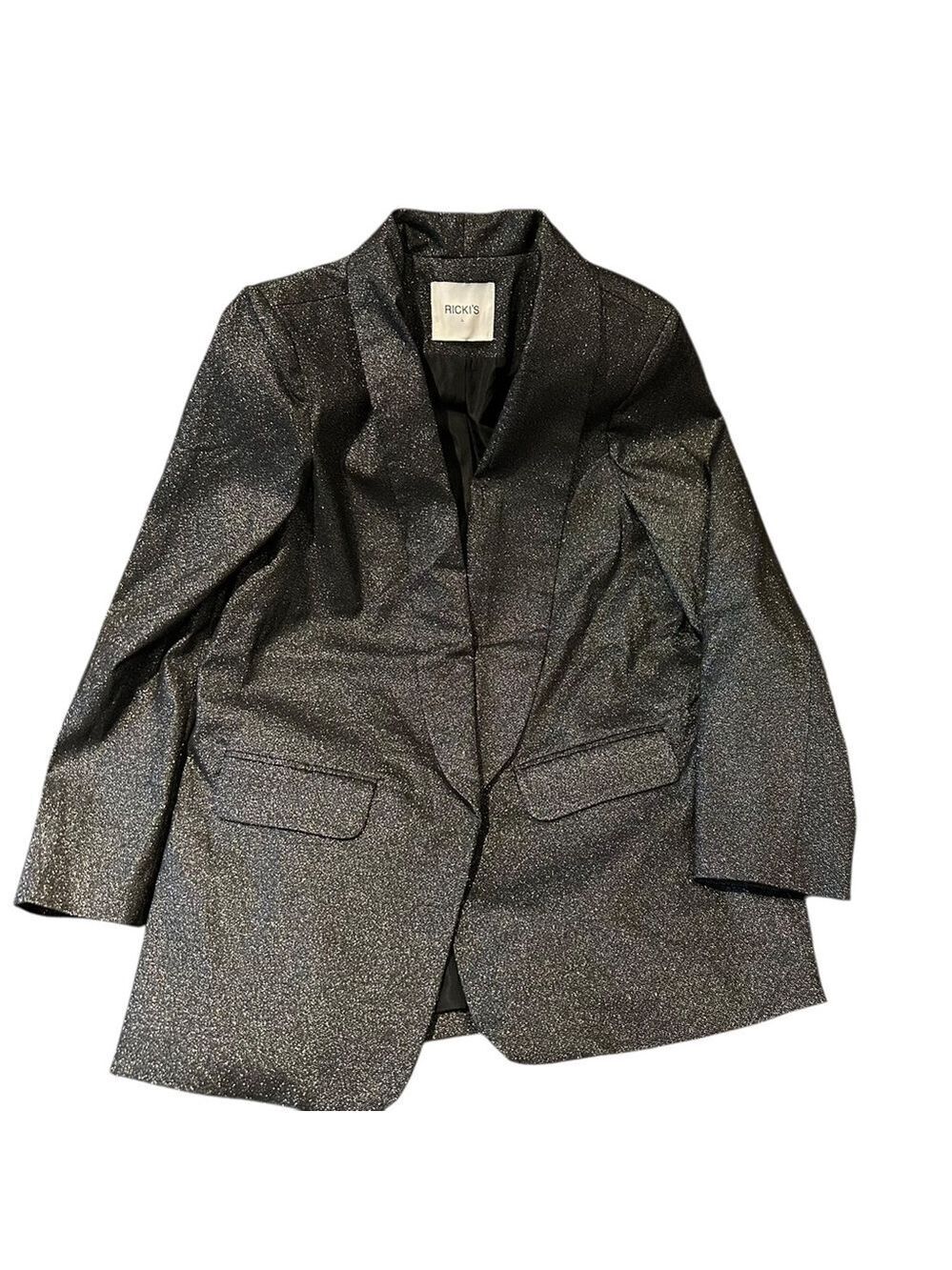 Rickiโs Grey Shimmer Open Blazer